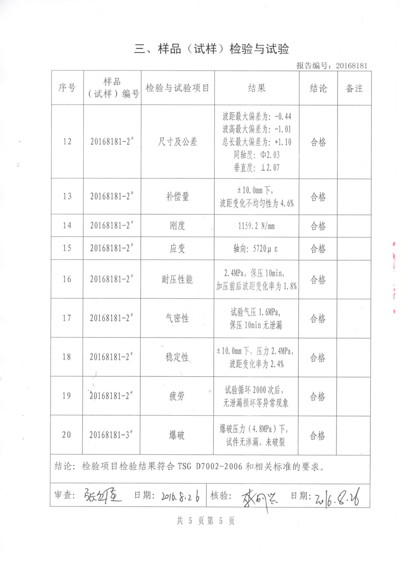 波紋補償器型式實驗報告