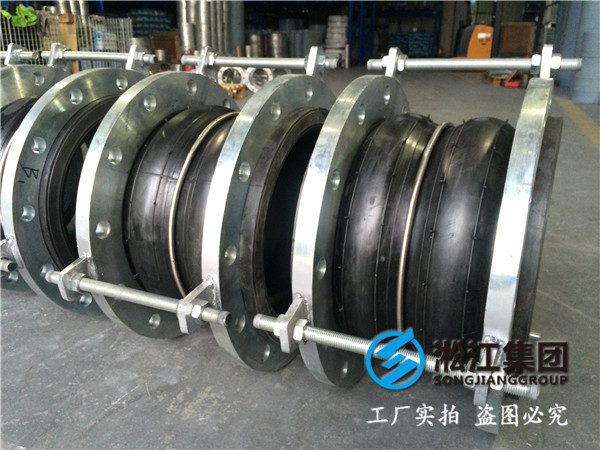 法蘭一端10一端16kg,長度320mm的DN350水泵雙球橡膠接頭